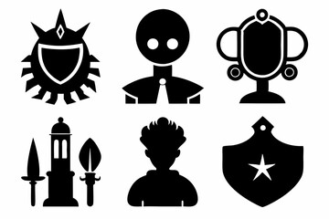 Christian icon set silhouette black vector