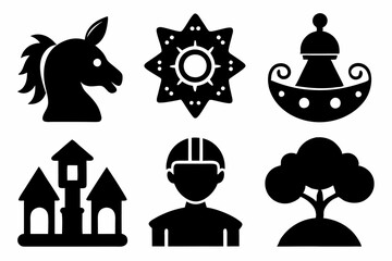 Christian icon set silhouette black vector