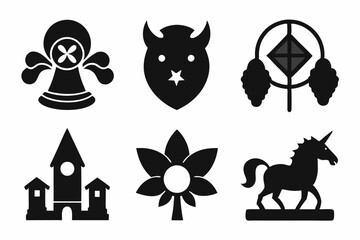 Christian icon set silhouette black vector