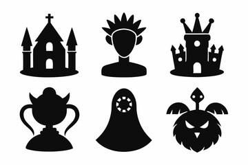 Christian icon set silhouette black vector