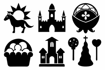 Christian icon set silhouette black vector
