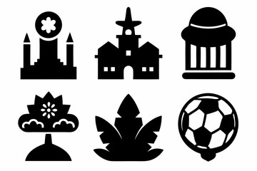 Christian icon set silhouette black vector