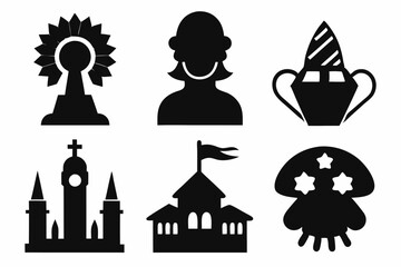 Christian icon set silhouette black vector