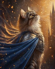 Oil painting Royal Pet portrait royal pet portrait oil painting, Oil painting, fantasy renaissance theme Knight royal oil painting, medieval cat warrior portrait, noble feline oil painting