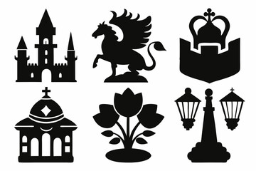 Christian icon set silhouette black vector