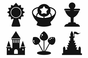 Christian icon set silhouette black vector