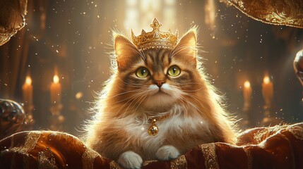 Oil painting Royal Pet portrait , Oil painting, royal portrait style Royal Maine Coon cat portrait in oil painting, aristocratic pet, luxurious regal pet artwork