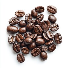 Fototapeta premium Roasted coffee beans, isolated on white background