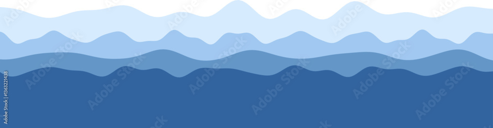 Poster abstract blue wave patterns creating a serene scenic landscape.