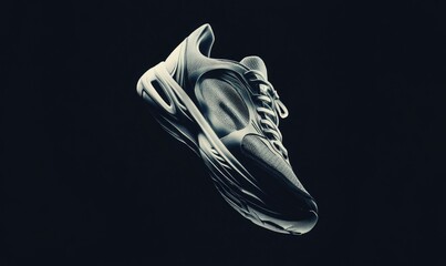 Naklejka premium A shoe is shown in a black background
