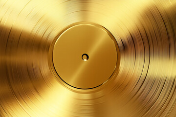 Gold vinyl record on gold background