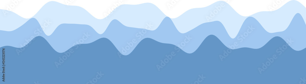 Aufkleber abstract blue wave pattern with layered gradient design amidst calm ocean waters.