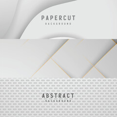 Fototapeta premium Modern White and Gold Papercut Abstract Backgrounds