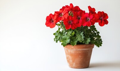 A red flower pot with a red flower in it