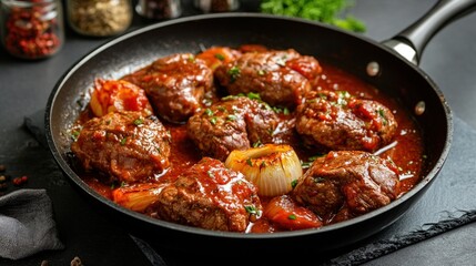 Fototapeta premium Beef stew in a pan