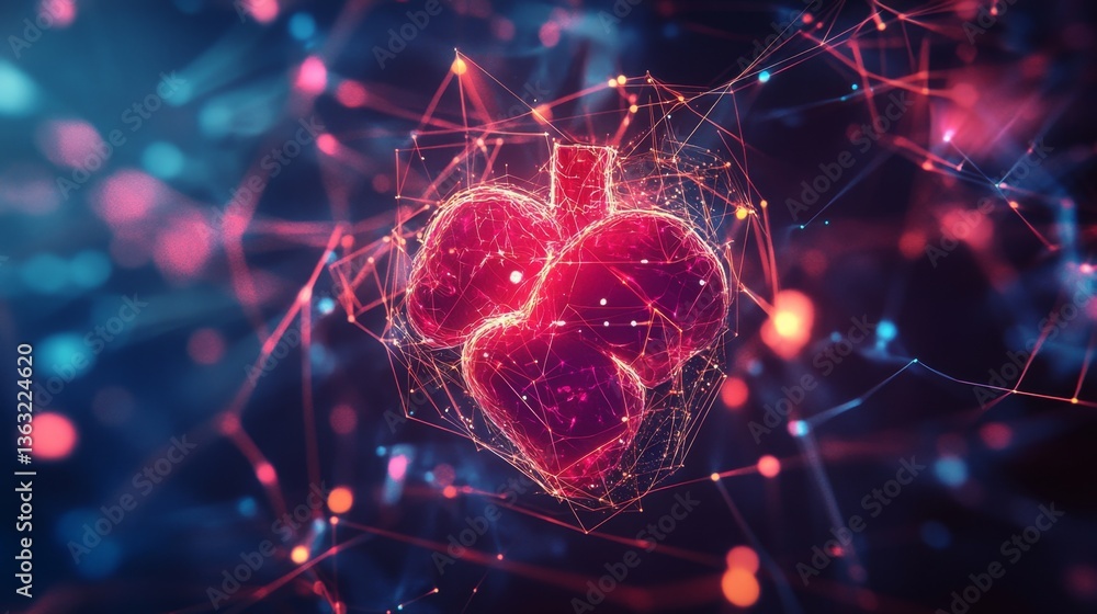 Aufkleber digital heart visualization abstract design graphic art colorful background conceptual viewpoint tec