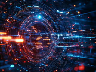 Futuristic red-blue data portal