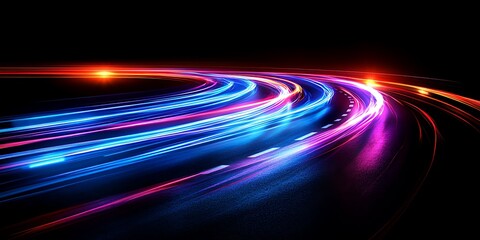 Colorful Light Trails Curve. (1)
