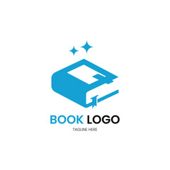 book logo design with letter Q. bookstore, library and printing logo