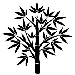 Obraz premium Bamboo tree icon silhouette black vector