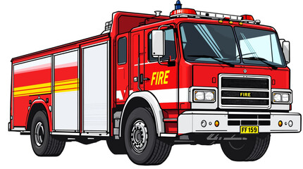 Fire Truck EMS Emergency Cartoon Toy No Background Vector