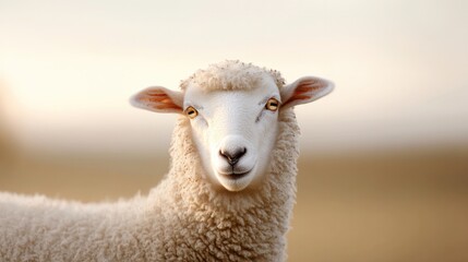 Obraz premium capture close-up photo of curious farm animal such as sheep or goat using soft focus for gentle detail