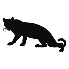 Vector silhouette of a realistic Leopard - black animal illustration, isolated on white background