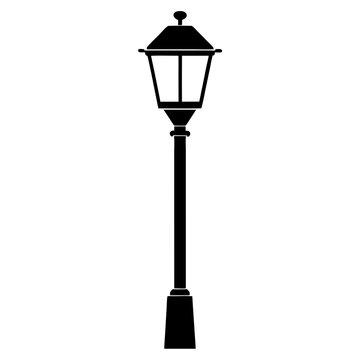 recommend clip art: lamp post black silhouette vector, Simple silhouette Design vector icon with white background.