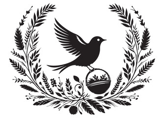 silhouette of a bird logo vector design, flying bird logo icon silhouette, feather with bird logo design black animal, silhouette of a black flying bird on white background