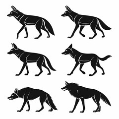 Manedwolf icon set black silhouette vector bundle