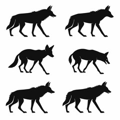Manedwolf icon set black silhouette vector bundle