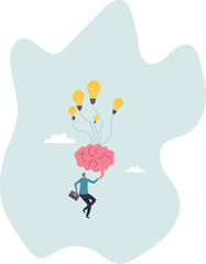 Brain power, idea or creativity to help success, intelligence knowledge or wisdom, innovation or imagination for thinking to develop idea.character for design.