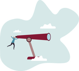 Long term plan or business strategy for far future, looking for opportunity, forecast and visionary, discover long term goal.character for design.