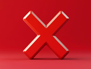 Obraz premium Red X icon cancel symbol in 3D