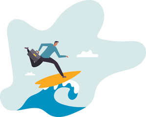 Fototapeta premium Follow business trend or momentum, challenge to overcome difficulty, professional experience worker or career development .character for design.