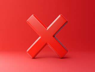 Obraz premium Red X icon cancel symbol in 3D