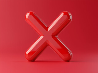 Obraz premium Red X icon cancel symbol in 3D