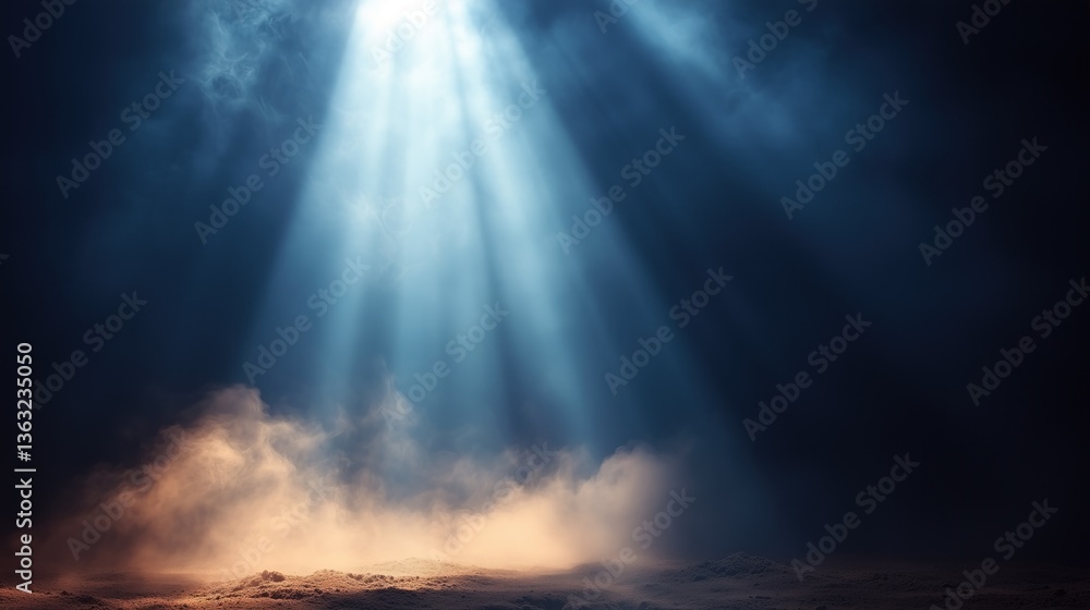 Aufkleber rays of soft light break through dark clouds and illuminate the ground below, creating a tranquil an