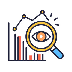 Fototapeta premium Predictive analytics icon with eye and graph elements 