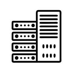 Supercomputer icon representing data storage and processing  