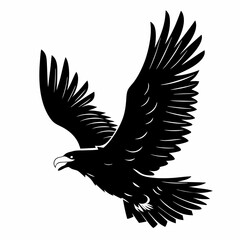 Obraz premium Eagle silhouette vector illustration of a majestic bird flying isolated on a white background