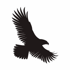 Eagle silhouette vector illustration of a majestic bird flying isolated on a white background