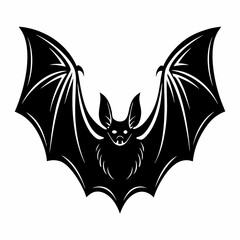 Bat silhouette vector image with outstretched wings flying isolated on white background