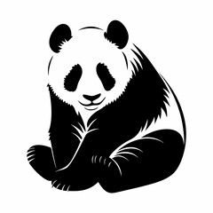 Sitting panda vector silhouette isolated, cute animal illustration for zoo and wildlife themes