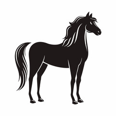 Horse silhouette vector side profile, isolated black design for equestrian and farm themes