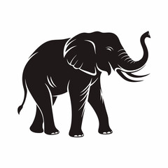 Walking elephant vector silhouette isolated, large wildlife animal design for nature and safari themes