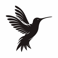 Obraz premium Hummingbird silhouette vector of a tiny bird hovering in flight isolated on a white background