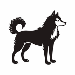 Siberian Husky vector silhouette isolated on white background, detailed dog illustration for graphic design