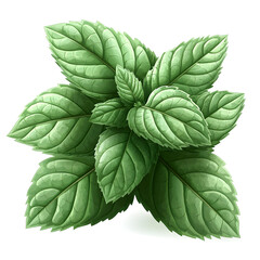 Fresh mint leaves showing vibrant green color on white background