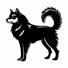 Siberian Husky vector silhouette isolated on white background, detailed dog illustration for graphic design